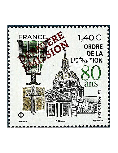 -5458A  Timbre surchargé Ordre de la Libération issu de la Feuille surchargée