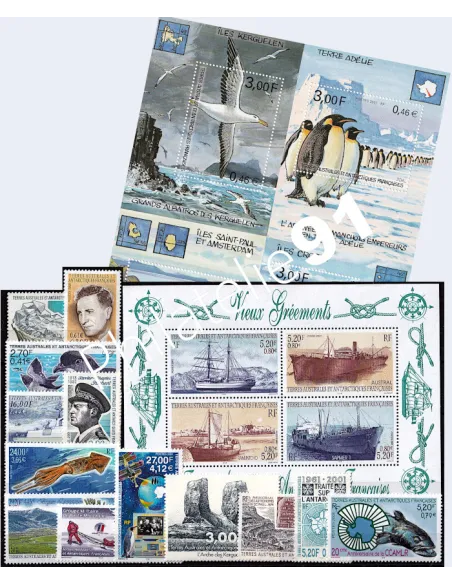 année complète des timbres des TAAF de 2001, Timbres des DOM TOM