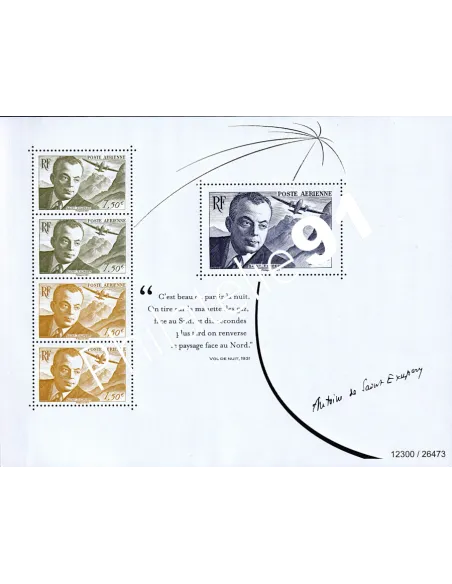 PA n°   89 à 91 - Feuille F89 - 2ème TIRAGE - Émission spéciale Antoine de St-Exupéry - Numéroté de 8001 à 26473