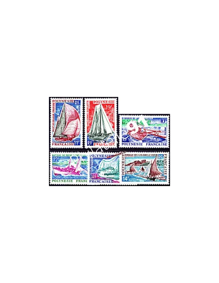 Timbres neufs de Polynésie n° 36 à 41. Thématique Bateaux.