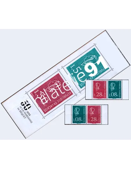 -5535/36 x2+P5537/38   Les 2 timbres Grand format + les 2 paires, découpés du Carnet 50 ans de la Marianne de Béquet