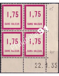 Coin daté sur Timbre Fictif n° F 40, Collection timbres France