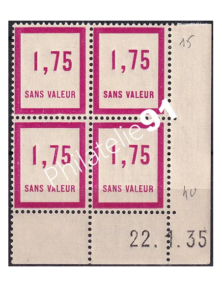 Coin daté sur Timbre Fictif n° F 40, Collection timbres France