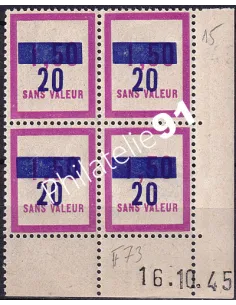 Coin daté sur Timbre Fictif n° F 73, Collection timbres France