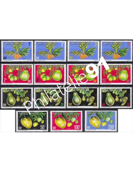 POLYNESIE, Service n° 1A à 15A, Collection timbres Dom-Tom