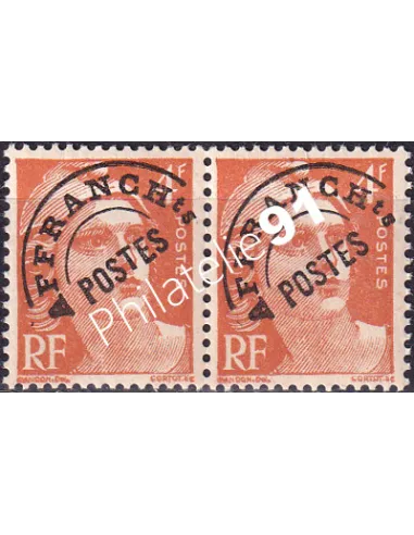 Variété sur timbre Préoblitéré n° 99b, en paire, timbres France