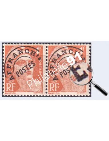 Variété sur timbre Préoblitéré n° 99a, en paire, timbres France