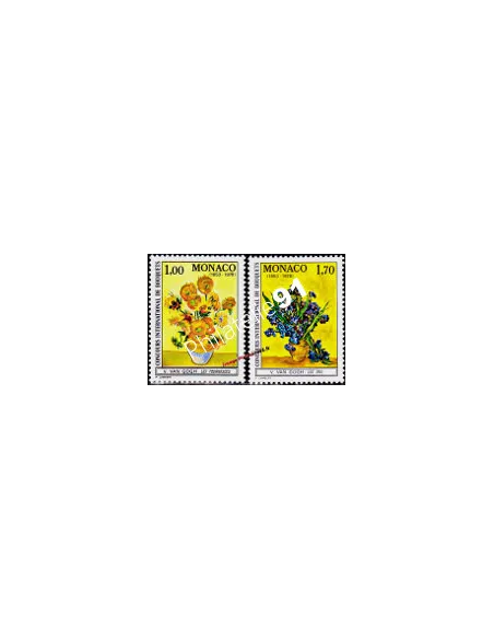 Timbres de MONACO n° 1161 à 1162 - Bouquets - Tableaux de Van Gogh