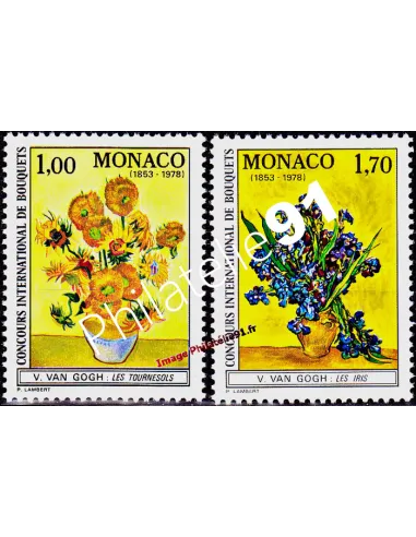 Timbres de MONACO n° 1161 à 1162 - Bouquets - Tableaux de Van Gogh
