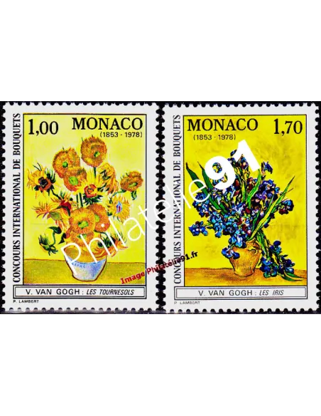 Timbres de MONACO n° 1161 à 1162 - Bouquets - Tableaux de Van Gogh