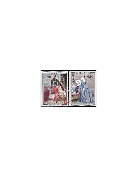 Timbres de MONACO n° 1196 à 1197 - Prince et Princesse de Monaco. Tableau