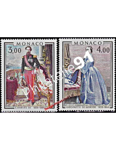 Timbres de MONACO n° 1196 à 1197 - Prince et Princesse de Monaco. Tableau