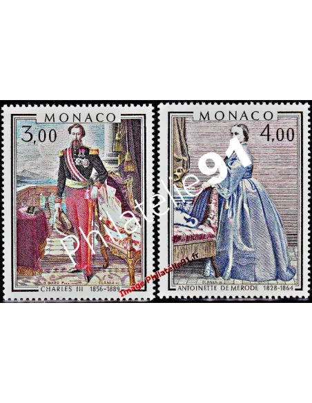 Timbres de MONACO n° 1196 à 1197 - Prince et Princesse de Monaco. Tableau