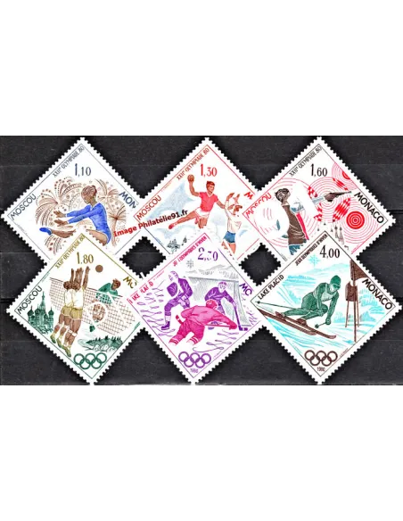 Timbres de MONACO n° 1218 à 1223 -  J.O. de Moscou et de Lake Placid