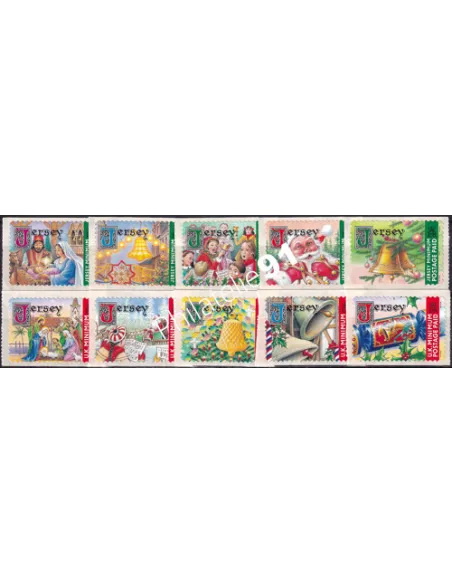 JERSEY, n° 1000 à 1009, Timbres adhésifs, collection timbres Europe