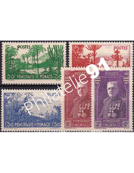 Timbres n° 135 à 139, Collection Timbres monaco