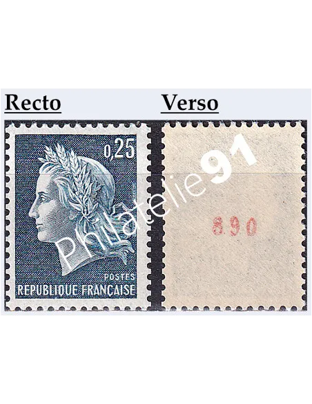 n° 1535a, n° rouge au verso, collection timbres France