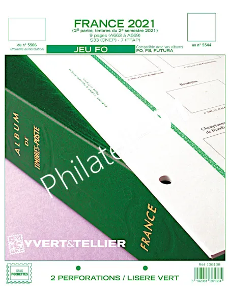 -                     2021  -   JEU FO FRANCE - 2ème semestre 2021 (liseré vert, sans visuel des timbres, ni pochette)