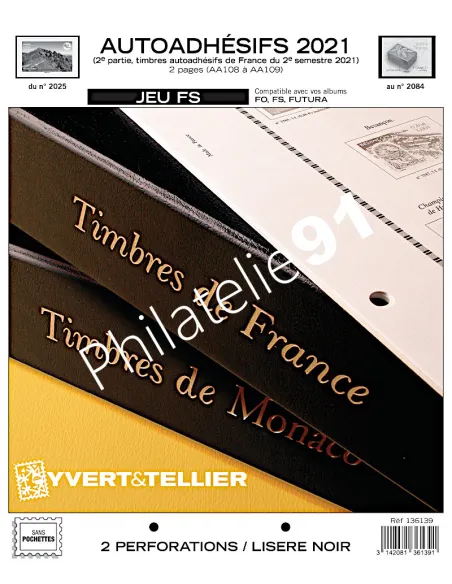 -                     2021  -   JEU  FS FRANCE ADHÉSIFS - 2ème semestre 2021 (liseré noir, visuel des timbres, sans pochette)