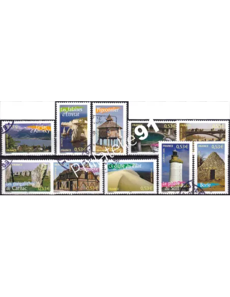 Timbres n° 3816 à 3823 oblitérés, Collection timbres France