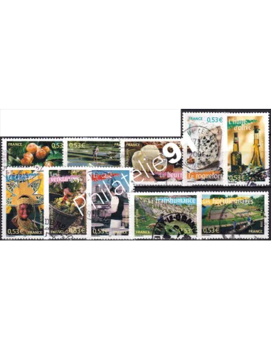 Timbres n° 3882 à 3891 oblitérés, Collection timbres France