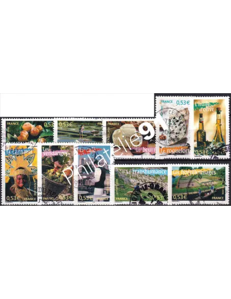 Timbres n° 3882 à 3891 oblitérés, Collection timbres France