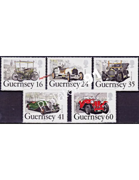 Timbres de GUERNESEY n° 648 à 652 - Voitures classiques anciennes