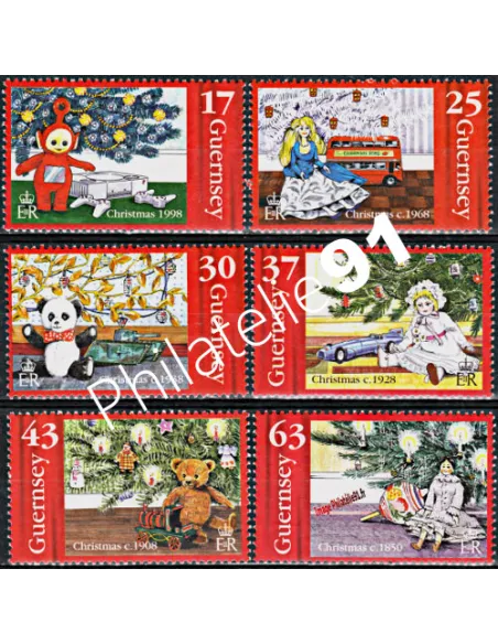 GUERNESEY - n°  796 à 801 ** - Noël - Jouets au pied d'un arbre