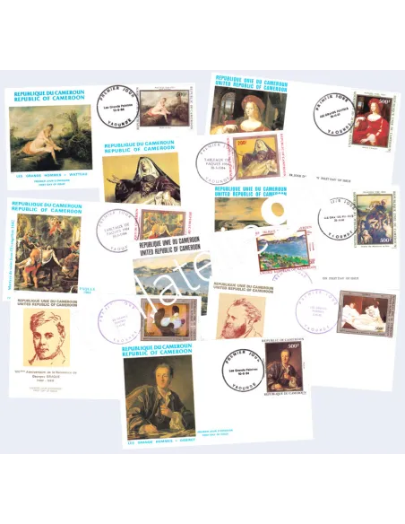 Cameroun, lot de 9 enveloppes 1er Jour, lettres Monde