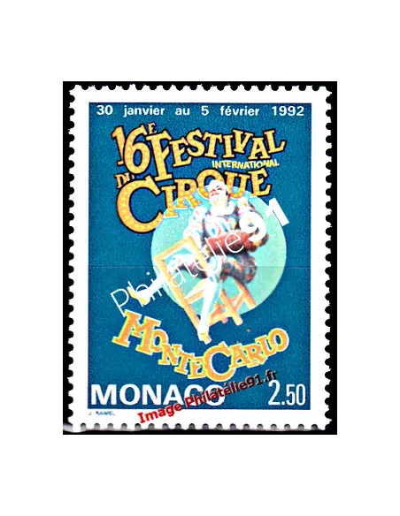 Timbre de MONACO - n° 1753 - Cirque de Monte-Carlo - Clown
