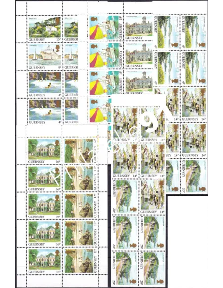Guernesey, Lot de 5 feuilles pour carnets, collection timbres Europe