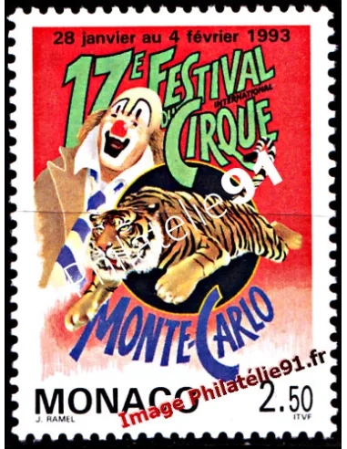 Timbre de Monaco n° 1854 - Cirque de Monte-Carlo - Clown