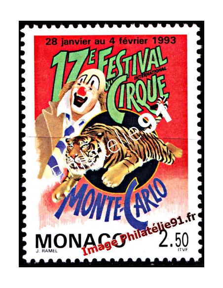 Timbre de Monaco n° 1854 - Cirque de Monte-Carlo - Clown