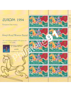 GUERNESEY - n°  643 ** - Feuille "Hong Kong' 94" - Europa 1994 - L'Europe et les découvertes - Guerrier à cheval