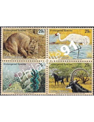 O.N.U. New-York, n° 628 à 631, bloc de 4, collection timbres O.N.U.