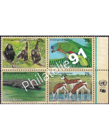 O.N.U. New-York, n° 651 à 654, bloc de 4, collection timbres O.N.U.