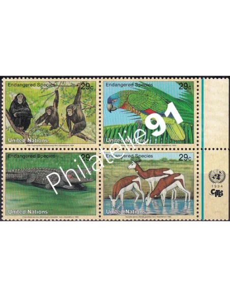 O.N.U. New-York, n° 651 à 654, bloc de 4, collection timbres O.N.U.
