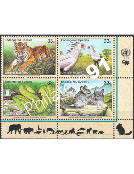 O.N.U. New-York, n° 803 à 806, bloc de 4, collection timbres O.N.U.