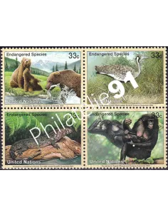 O.N.U. New-York, n° 815 à 818, bloc de 4, collection timbres O.N.U.