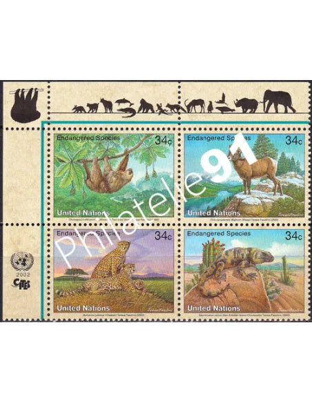 O.N.U. New-York, n° 872 à 875, bloc de 4, collection timbres O.N.U.