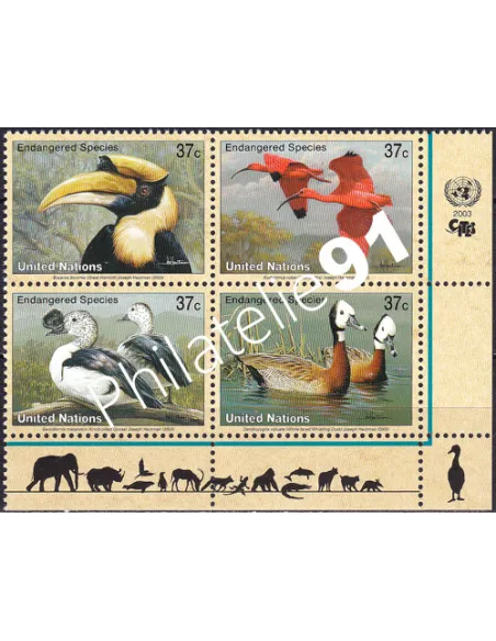 O.N.U. New-York, n° 906 à 909, bloc de 4, collection timbres O.N.U.