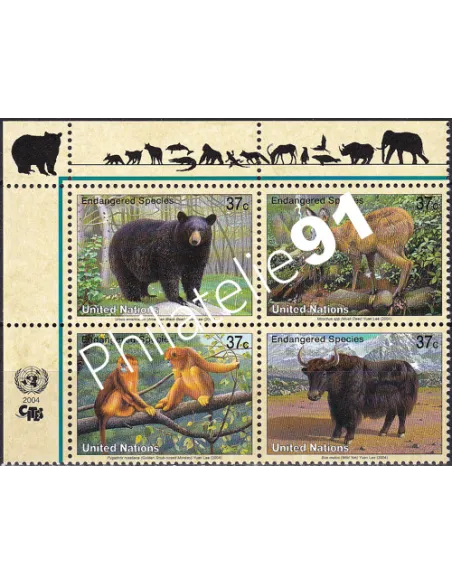 O.N.U. New-York, n° 927 à 930, bloc de 4, collection timbres O.N.U.