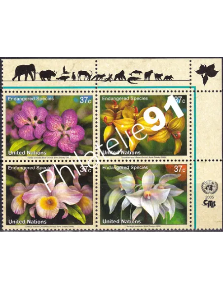 O.N.U. New-York, n° 953 à 956, bloc de 4, collection timbres O.N.U.