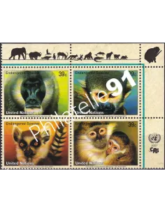 O.N.U. New-York, n° 1024 à 1027, bloc de 4, collection timbres O.N.U.