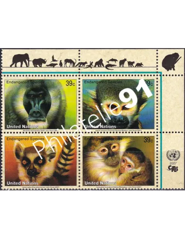 O.N.U. New-York, n° 1024 à 1027, bloc de 4, collection timbres O.N.U.