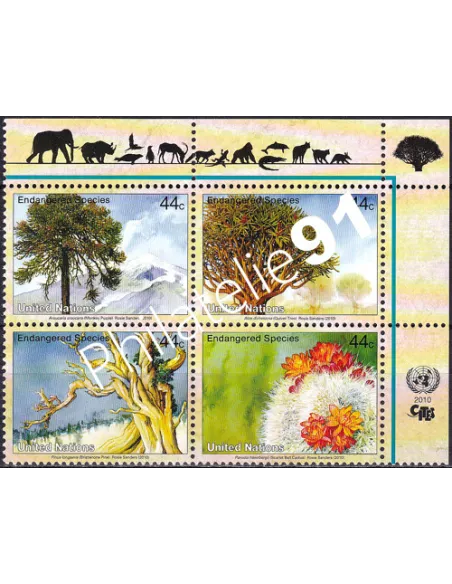 O.N.U. New-York, n° 1162 à 1165, bloc de 4, collection timbres O.N.U.