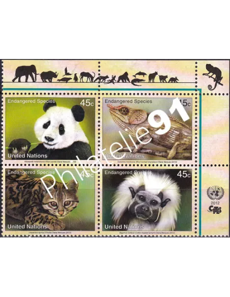 O.N.U. New-York, n° 1277 à 1280, bloc de 4, collection timbres O.N.U.