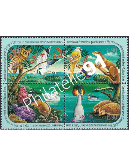 O.N.U. Genève, n° 202 à 205, bloc de 4, collection timbres O.N.U.