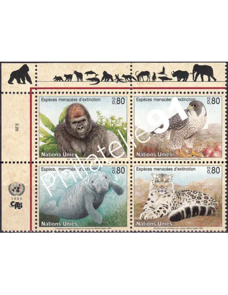 O.N.U. Genève, n° 243 à 246, bloc de 4, collection timbres O.N.U.