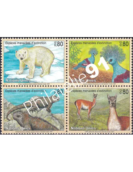 O.N.U. Genève, n° 325 à 328, bloc de 4, collection timbres O.N.U.